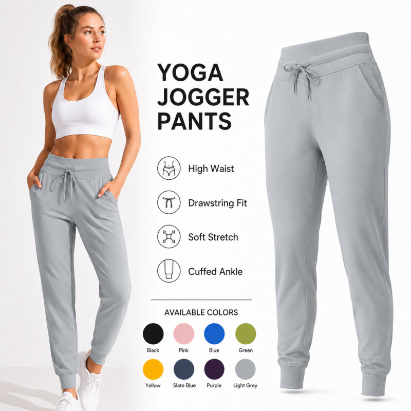 Spring and Autumn New Style Yoga Wear for Women, Drawstring Elastic High-Waisted Jogger Pants, Women's Sports Fitness Casual Long Pants