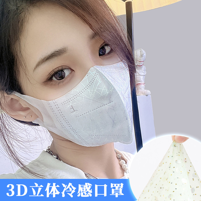 日系女夏季冷感3D立体成人一次性显脸小无纺布真蕾丝网纱印花口罩
