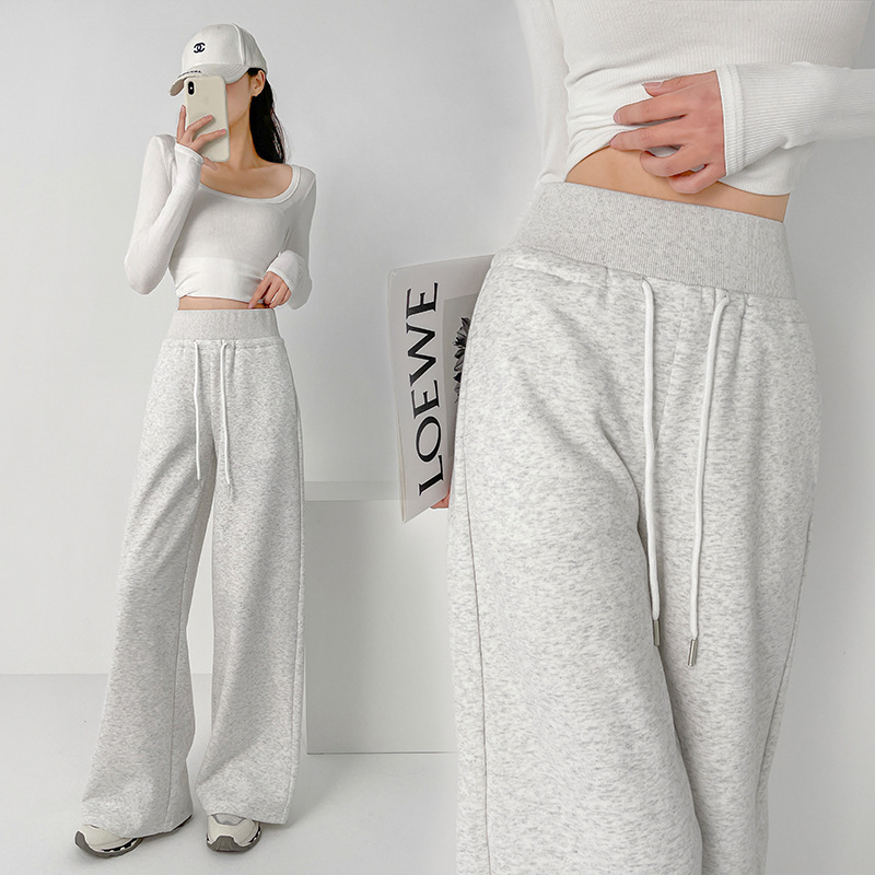 Ant-Waist Sports Pants for Women, Autumn and Winter 2026 New High-Waisted Slimming Lulu-Style Straight Narrow Casual Wide-Leg Pants