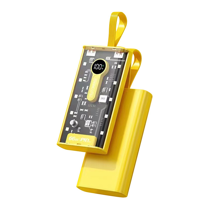 Gran capacidad de carga rápida de 20000 mAh, fuente de alimentación al aire libre, caja transparente, mecha punk compacta y conveniente