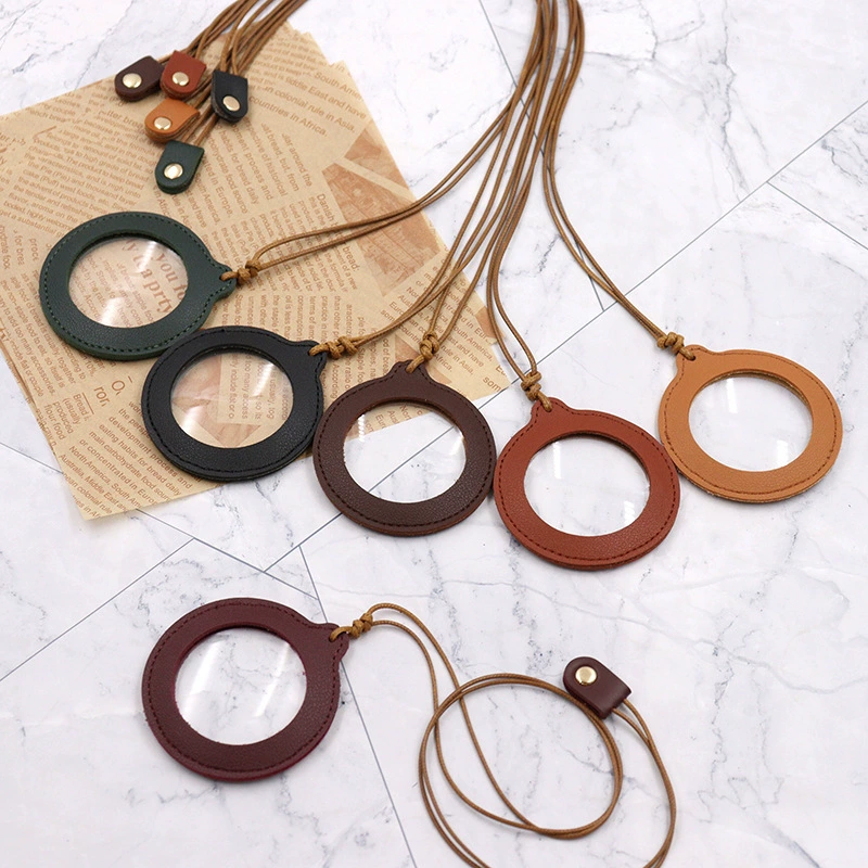 Простой сплошной цвет регулируемый кожаный чехол для увеличительного стекла для пожилых людей