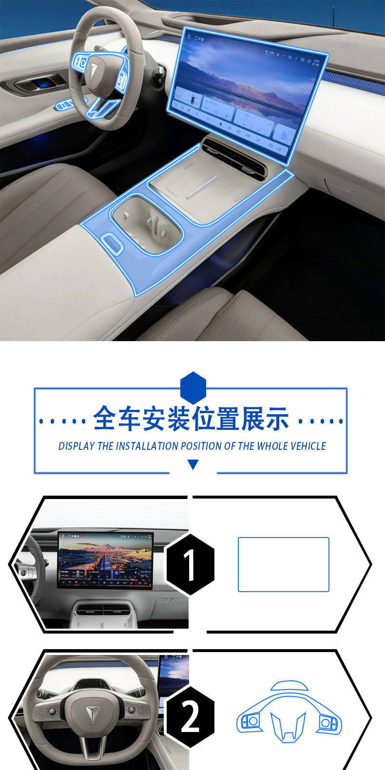 Suitable for 26 Models of Deep Blue L06 Interior Protective Film, Navigation Screen Film, Gear Shift Center Console Film, and Decorative Modification