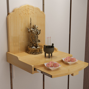 Tablet Shrine Edictation Hanging Cabinet Wall-mounted Wall-mounted Wall-mounted Guan Gong Shelf Wall Modern Buddha Shrine Solid Wood Tablet