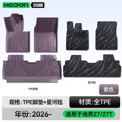 Modelə uyğun ayaqaltı mats TPE2026 new model car - hongmeng-smart-travel-fashion-z7-26-models-double-layer-foot-mat-purple-tpe-black-galaxy-carpet-with-starlight-embellishments