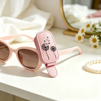 storage, pink dandelion car – Car Glasses Clip/Bill Clip