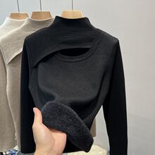 高品质秋冬洋气加绒加厚半高领毛衣加厚一体绒打底衫女士内搭其他