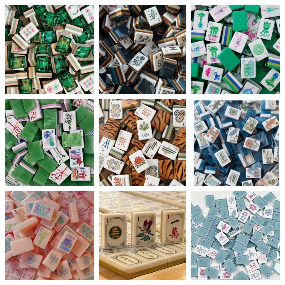 Cross-border American-style 4-layer acrylic mahjong, European and American style printed acrylic mahjong, portable American mahjong for gifting