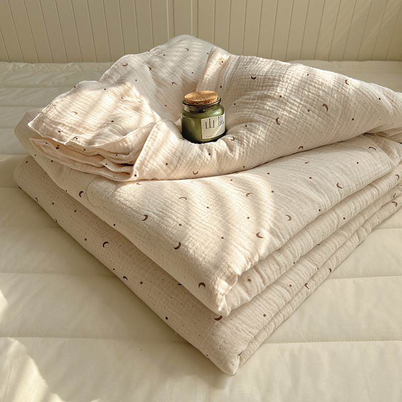 Edredón de verano de hilo de doble capa edredón de verano edredón fresco de verano dormitorio de algodón no algodón edredón fino simple y doble edredón de aire acondicionado lavable a máquina