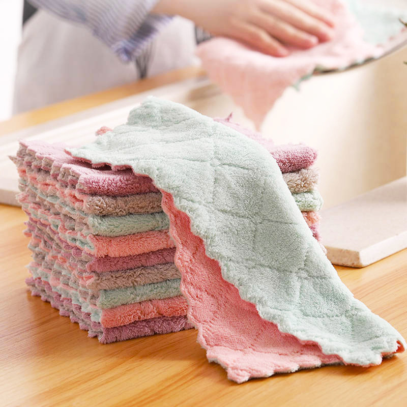 Cleaning Dish Cloth Household Absorbent Dish Cloth Oil-free Kitchen Supplies Special Towel for Wipe Table Household Scrubbing Cloth