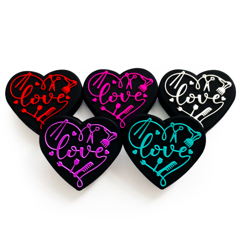 Cross-border best-selling loving hair salon food-grade heart-shaped silicone beads baby teething stick handmade bead accessories