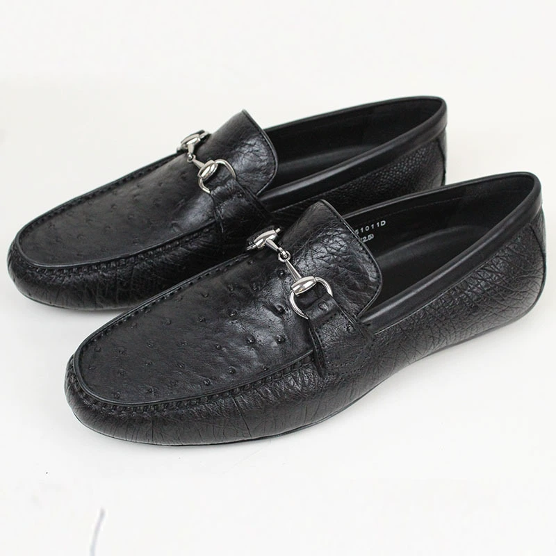 Высококачественная Мужская обувь из страусиной кожи, деловые новые лоферы, черные кожаные туфли ручной работы, мужские туфли без шнуровки