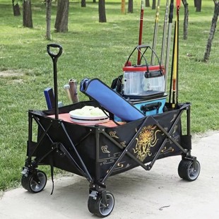 Outdoor Camping Cart for Home Use, Portable Stall Cart, Large Capacity, Children's Reclining Lightweight Folding Trolley