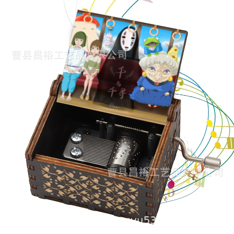 木製の手作りオルゴール創意カラープリント千と千尋のオルゴール木製の手を振ってオルゴールクロスボーダー専用です。