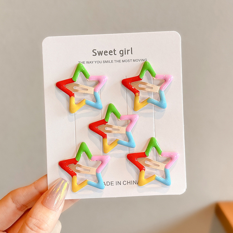 Color para niños lindo pequeño bb clip niña flequillo clip de cabello roto horquilla para bebé tocado de niña estrella horquilla