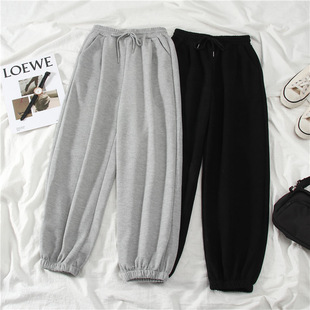 Harem Pants Women's Autumn and Winter Casual Sports Loose Slimming Look Versatile Fleece-Lined Outer Wear Straight Leg Pants Carrot Sweatpants