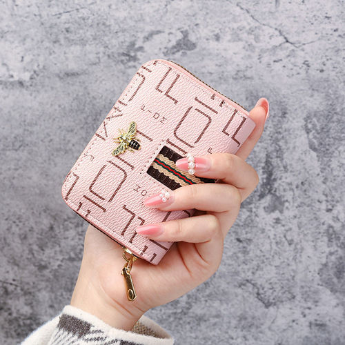 New anti-degaussing card holder for female students, Korean version of driver’s license card holder, zipper, accordion card holder, change in one
