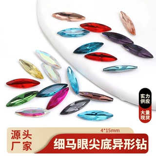 4x15mm细马眼尖底钻发夹胸针饰品手工配件贴钻现货马眼水晶玻璃钻