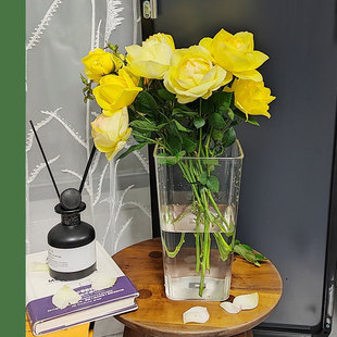 Acrylic Flower Awakening Bucket Transparent Flower Arrangement Large Living Room Hydroponic Rich Bamboo Flower Cultivation Imitation Glass Vase Ornaments