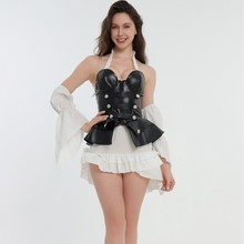 万圣节派对激情趣内衣女海盗角色扮演出服漆皮性感诱惑抹胸连体衣