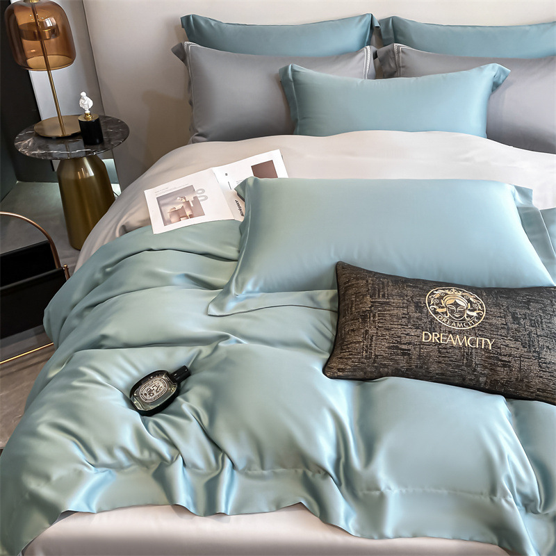 Verano 100% Tensi Juego de cuatro piezas Ropa de cama de verano de lujo ligero Funda de edredón Ropa de cama de tres piezas Ropa de cama