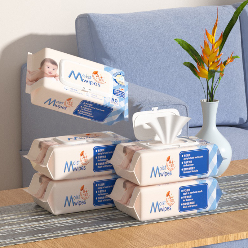 80 pieces of baby wipes for newborn baby, pregnant woman, mother and baby hand special cleaning wet wipes spot bag with lid