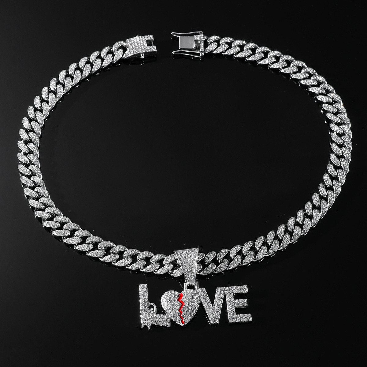 Hip Hop Amor Aleación Enchapado Embutido Diamantes De Imitación Hombres Collar Colgante Collar Colgante display picture 10