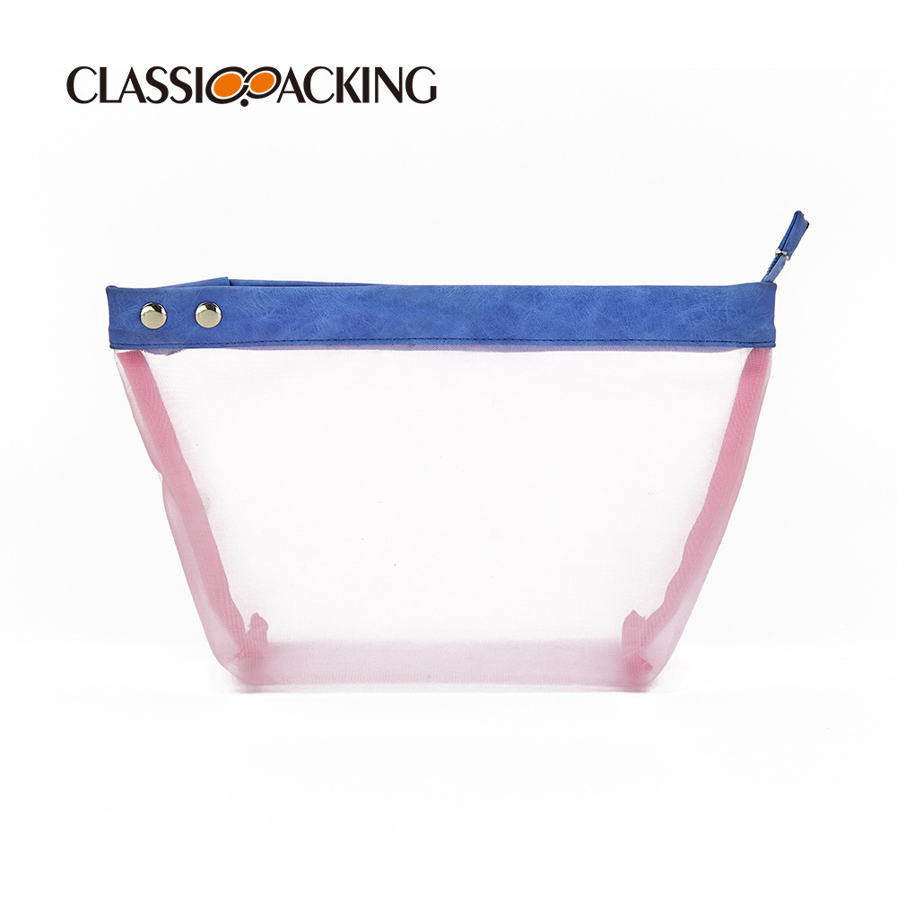 2022 bolso cosmético simple del estilo japonés y coreano malla bolso cosmético del almacenamiento del bolso del lavado de la capacidad grande con el logotipo impreso