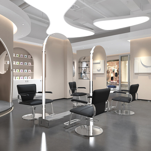 J8 Perm and Dye Hair Salon Double-Sided Mirror Mirror Table Barber Shop Hair Cutting Full-Length Mirror Floor-Standing with Light Vertical Single and Double-Sided G3