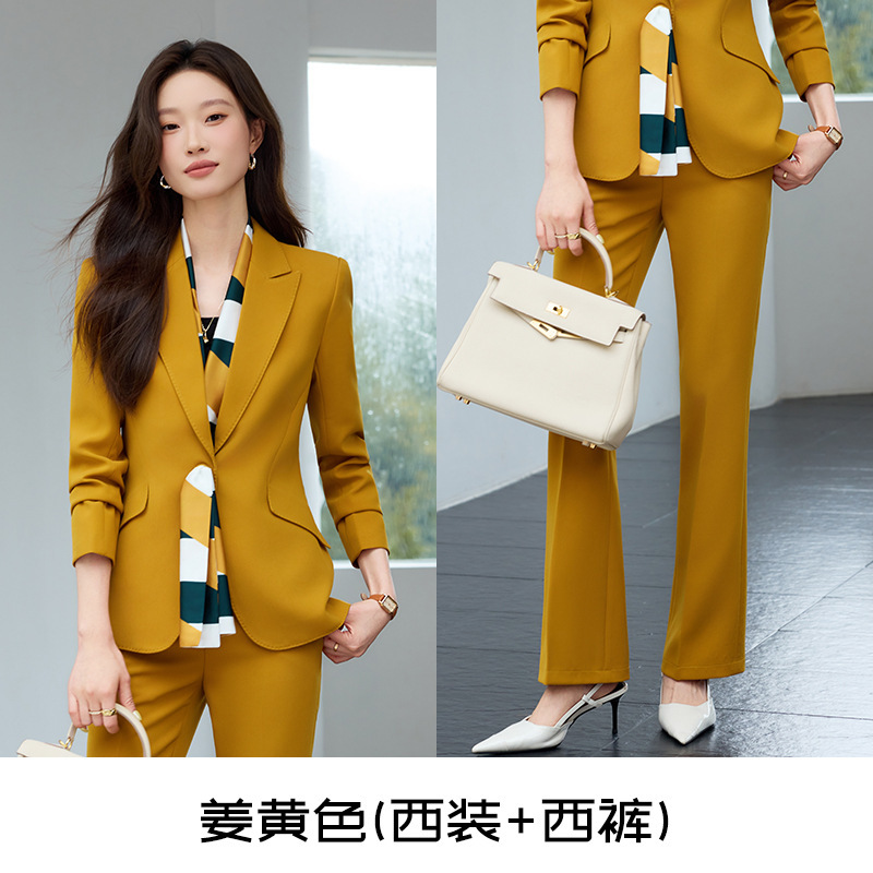 气质高级感黑色小西装外套女修身微喇裤职场女士干练商务西服套装|undefined
