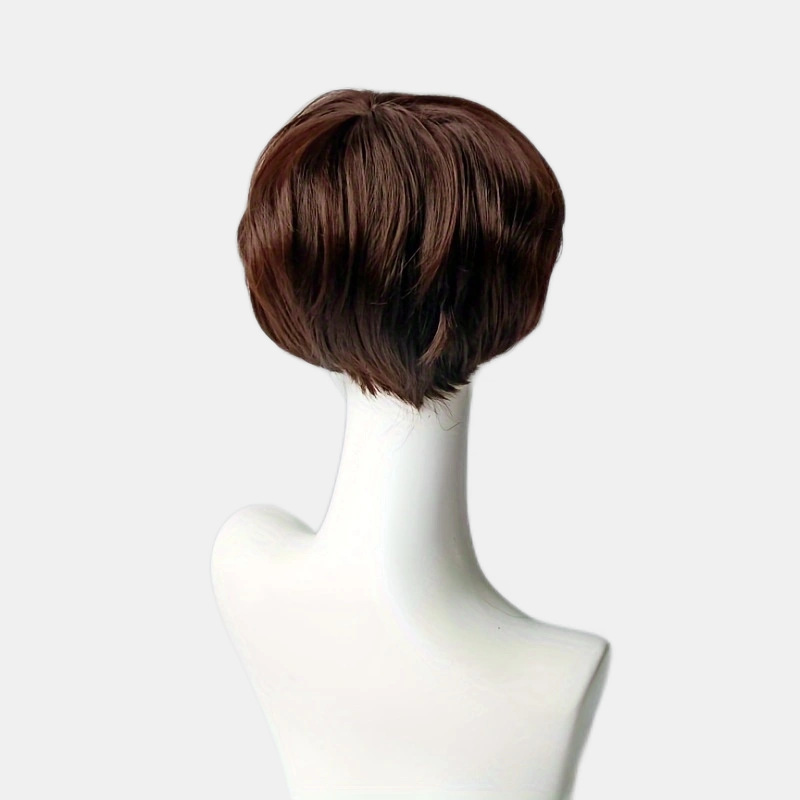 Heren korte stijle pruik natuurlijk synthetisch zwart haar_voghion.com