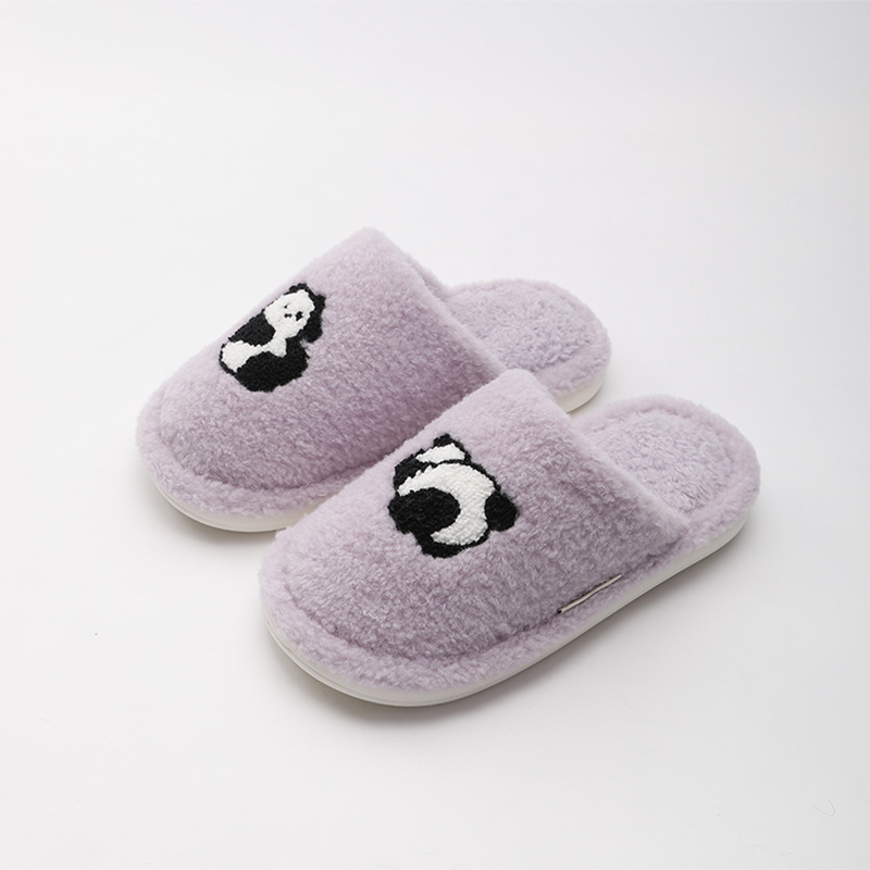Zapatillas de algodón Panda 2026 nuevas mujeres de invierno hogar interior suela gruesa antideslizante más terciopelo cálido pareja zapatillas con tacón