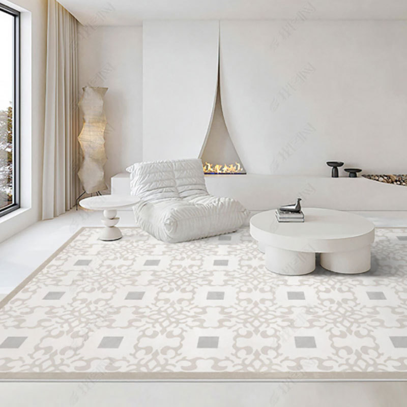 Estilo crema simple absorbente sala de estar alfombra hogar suave antideslizante gran área manta completa dormitorio alfombra francesa