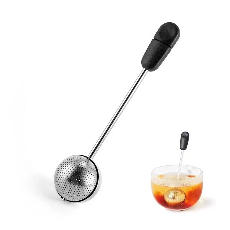 Outdoor Portable 304 Stainless Steel Rotary Tea Drain Tea Ball Tea Partition Round Ball Tea Maker Tea Filter Wholesale