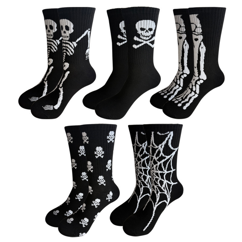 Cross-border foreign trade Amazon Halloween new spider mid-calf socks, skull ghost claw men's and women's sports casual trendy socks Cross-border foreign trade Amazon Halloween new spider mid-calf socks, skull ghost claw men's and women's sports casual trendy socks