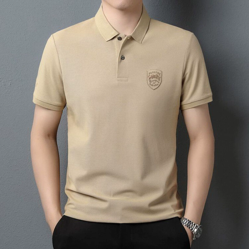 Breathable summer polo, solid short sleeve T-shirt