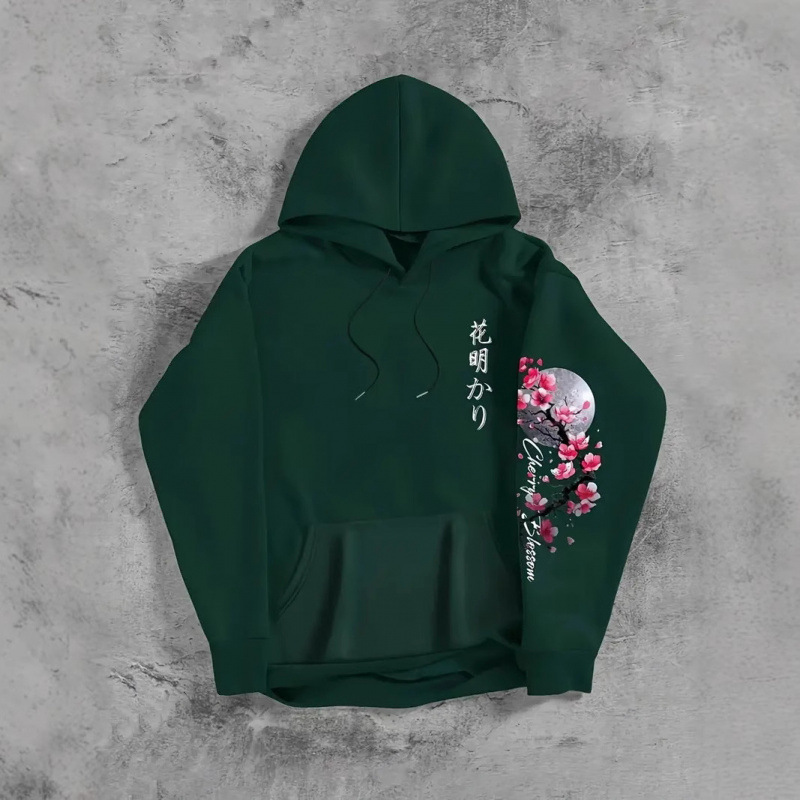 2025新款潮流2D数码印花背面大印花时尚樱花男女休闲运动卫衣