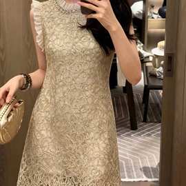 金丝立体绣花中长款礼服连法式连衣裙女富家千系穿搭礼服裙