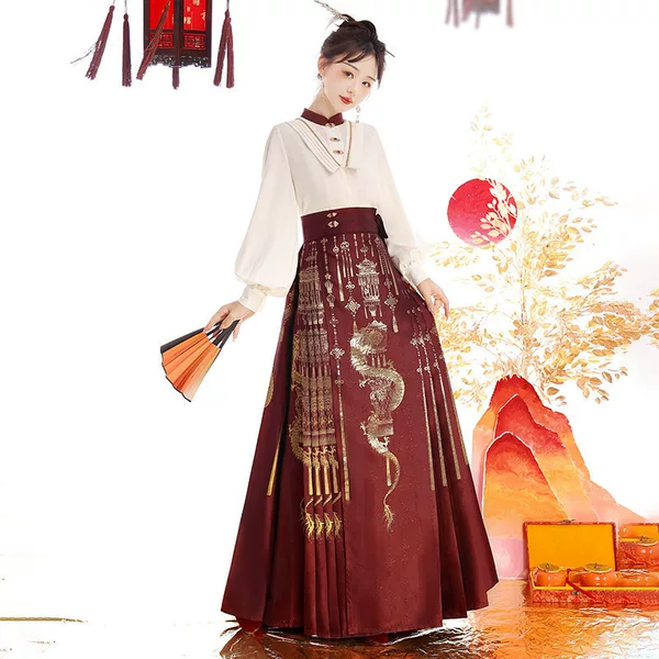 Original design Chinese-style improved Han-element women's top and horse-face skirt set 8869