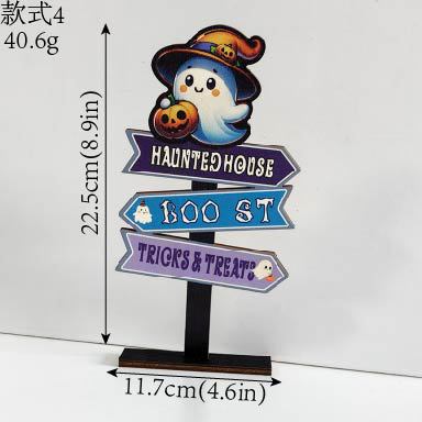 跨境亚马逊鬼节装饰用品万圣节南瓜精灵字母木质摆件幽灵木制摆台|undefined