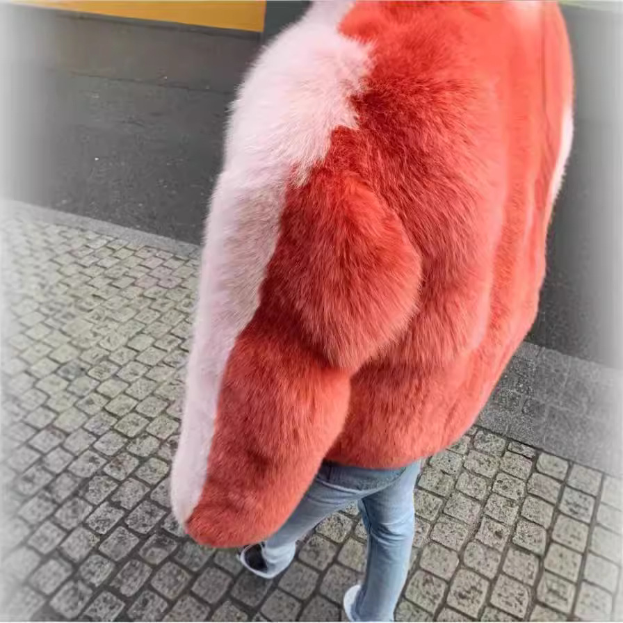 Damenbekleidung Pelzmantel Damenmode lässig farblich passender warmer Mantel_voghion.com