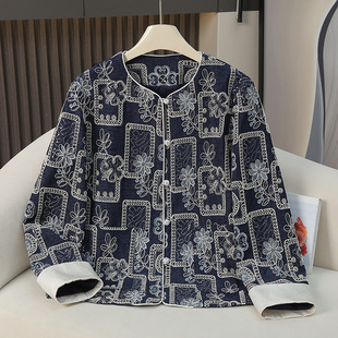 A generation of fashionable western-style embroidered round neck coat 2025 spring and autumn new mother's classic national style coat