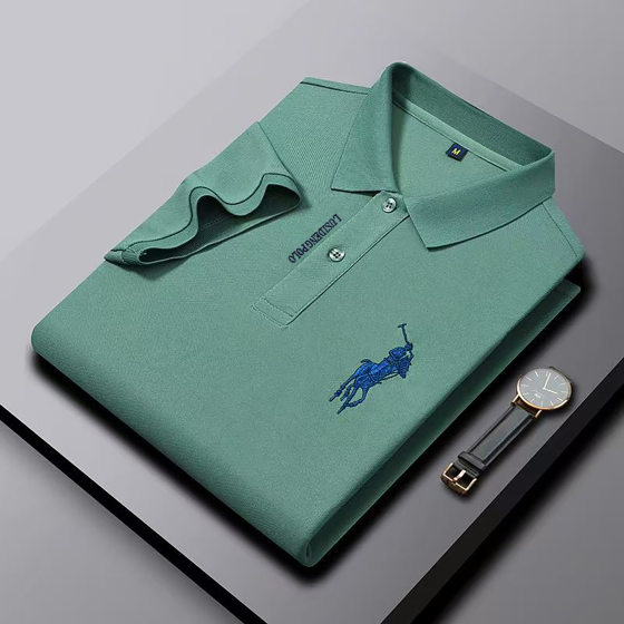 New Product, No-iron Embroidered Men's polo Shirt, Short-sleeved, Young and Middle-aged Dad Wear, Business Casual, High-end, Export Cross-border