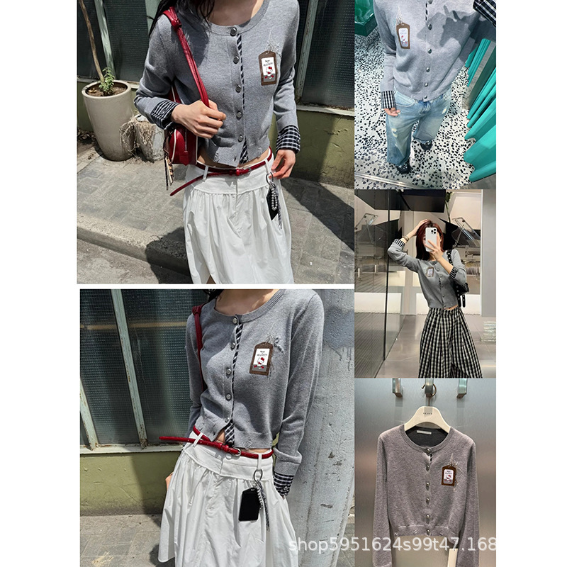 高品质2025秋季新款甜美辣妹风短款卡通猫咪长袖针织开衫上衣女潮