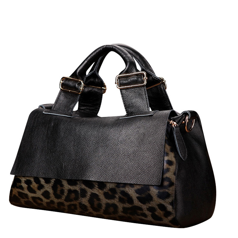 Bolso de Mujer de Gran Capacidad de Cuero Genuino Qianlian, Bolso de Mano con Estampado de Leopardo Elegante y Nuevo de 2025, Bolso Grande de Cuero Suave para Mujer