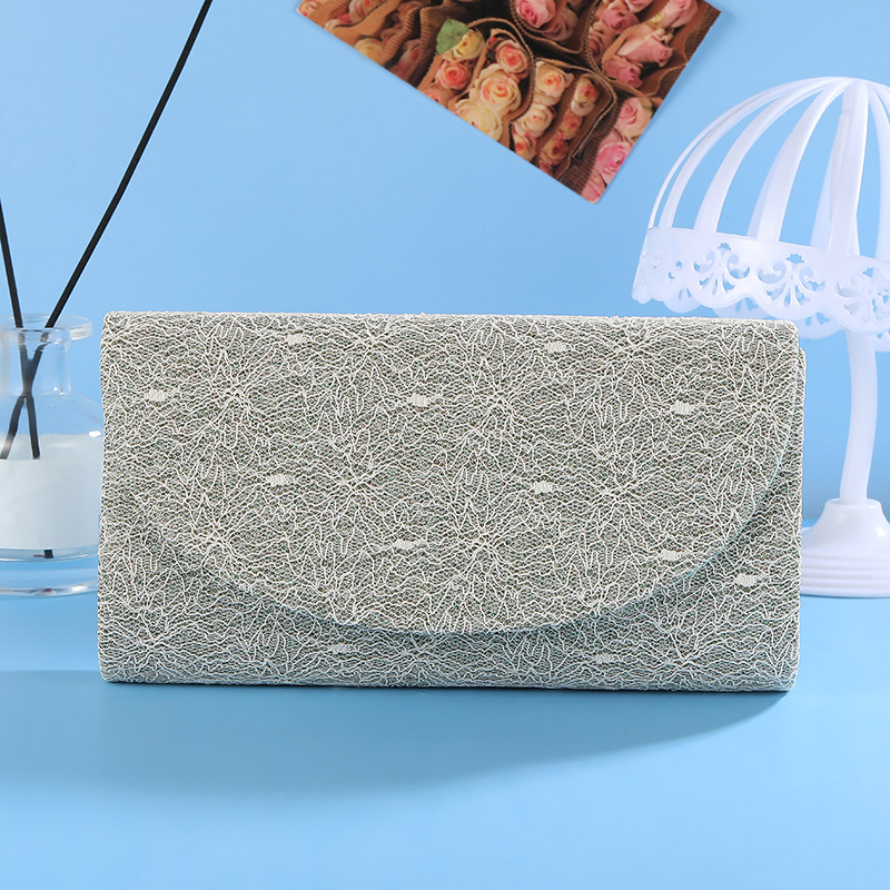 Silver Polyester Solid Color Square Evening Bags display picture 2