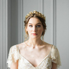 厂家直销2025新款欧美皇家风发箍手工艺橄榄枝叶皇冠新娘头饰花环