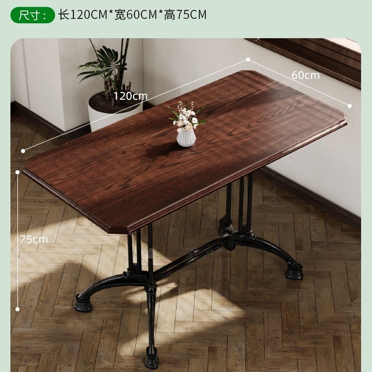 Mesa y silla de cafetería americana retro francesa panadería de comida ligera dulces tienda de azúcar y agua bistrona mesa de madera maciza