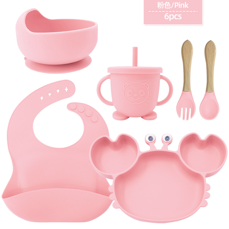 Juego de platos de silicona para bebés y niños aprenden a comer y beber vajilla de alimentación para bebés