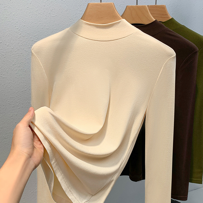 Collar del soporte de terciopelo que basa la camisa para las mujeres 2023 nuevas aminoácidos cepillado piel inferior ropa caliente Cintura interior apretado top image 7