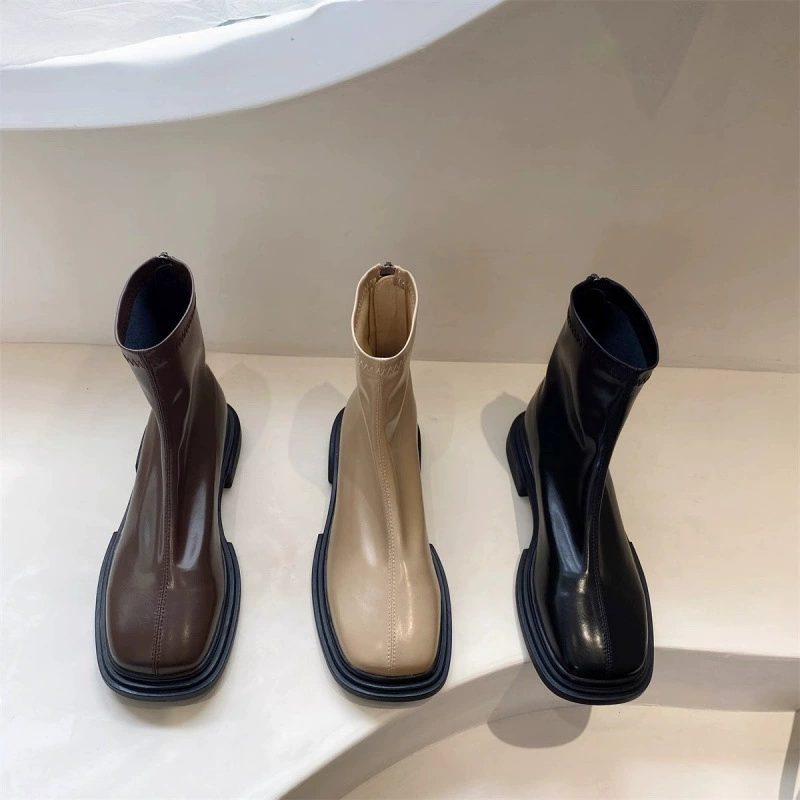 ЭЛОТИЧЕТ Британские ботинки Martin Женская осень-зима 2025 Новые ботинки Челси маленькие обнаженные ботинки тощие ботинки плюс бархатные короткие ботинки